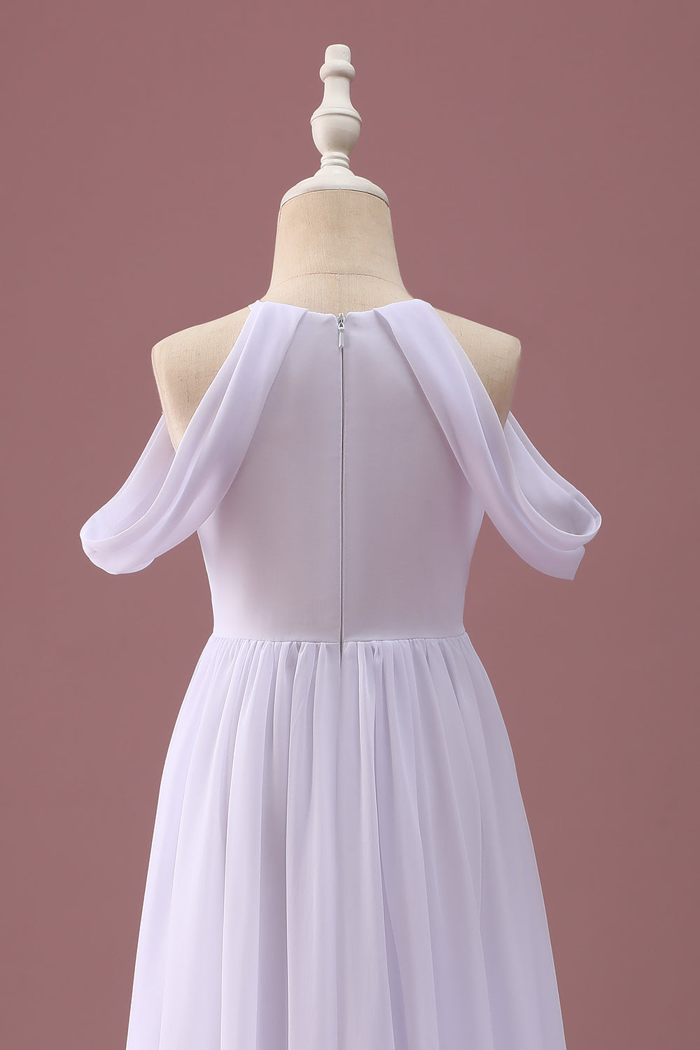 Wedtrend Women White Junior Bridesmaid Dress A Line Halter Off The Shoulder Chiffon Ruched Wedding Guest Dress WEDTREND Wedtrend Women White Junior Bridesmaid Dress A Line Halter Off The Shoulder Chiffon Ruched Wedding Guest Dress WEDTREND