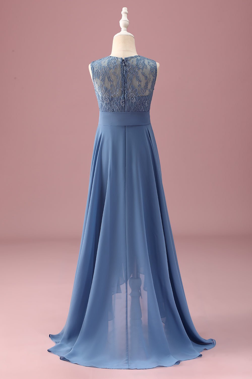 Wedtrend Women Dusty Blue Junior Bridesmaid Dress With Belt A Line Lace Chiffon Ruffles High Low Wedding Guest Dress WEDTREND Wedtrend Women Dusty Blue Junior Bridesmaid Dress With Belt A Line Lace Chiffon Ruffles High Low Wedding Guest Dress WEDTREND