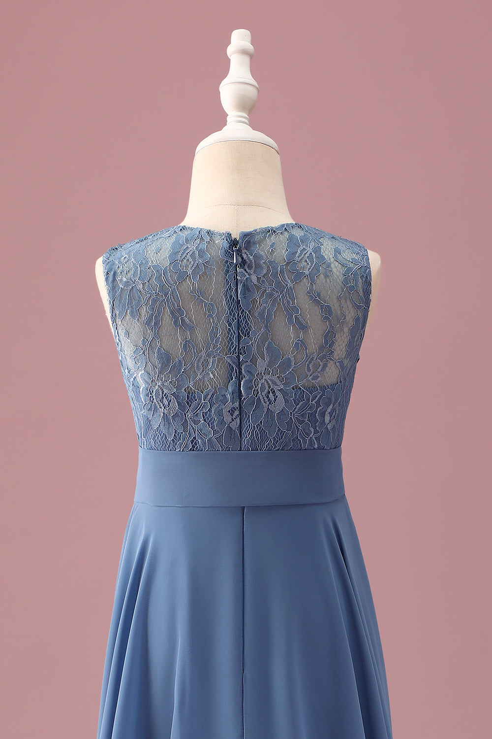Wedtrend Women Dusty Blue Junior Bridesmaid Dress With Belt A Line Lace Chiffon Ruffles High Low Wedding Guest Dress WEDTREND Wedtrend Women Dusty Blue Junior Bridesmaid Dress With Belt A Line Lace Chiffon Ruffles High Low Wedding Guest Dress WEDTREND