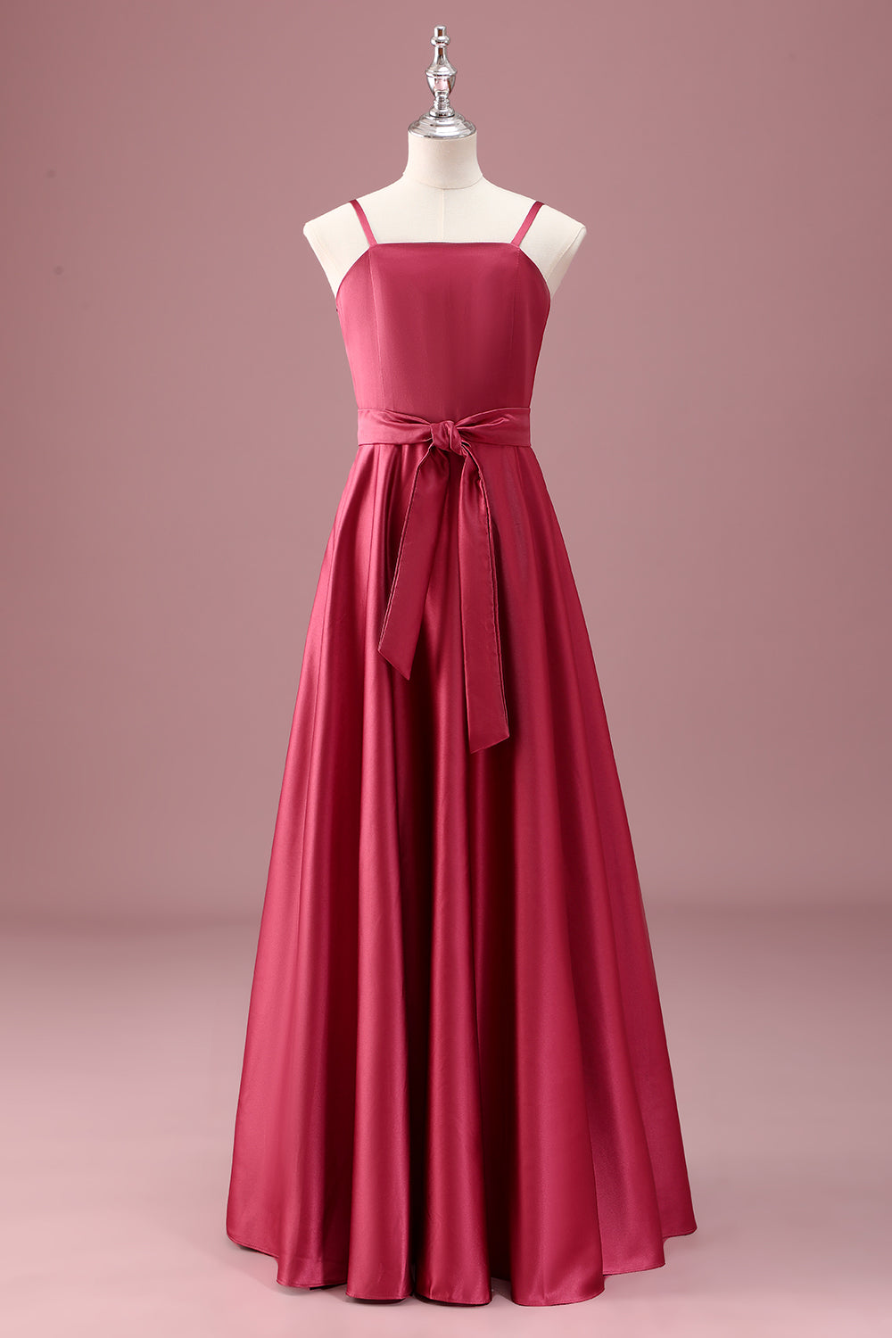 Wedtrend Women Dark Red Junior Bridesmaid Dress With Belt A Line Spaghetti Straps Ruched Wedding Guest Dress WEDTREND Wedtrend Women Dark Red Junior Bridesmaid Dress With Belt A Line Spaghetti Straps Ruched Wedding Guest Dress WEDTREND
