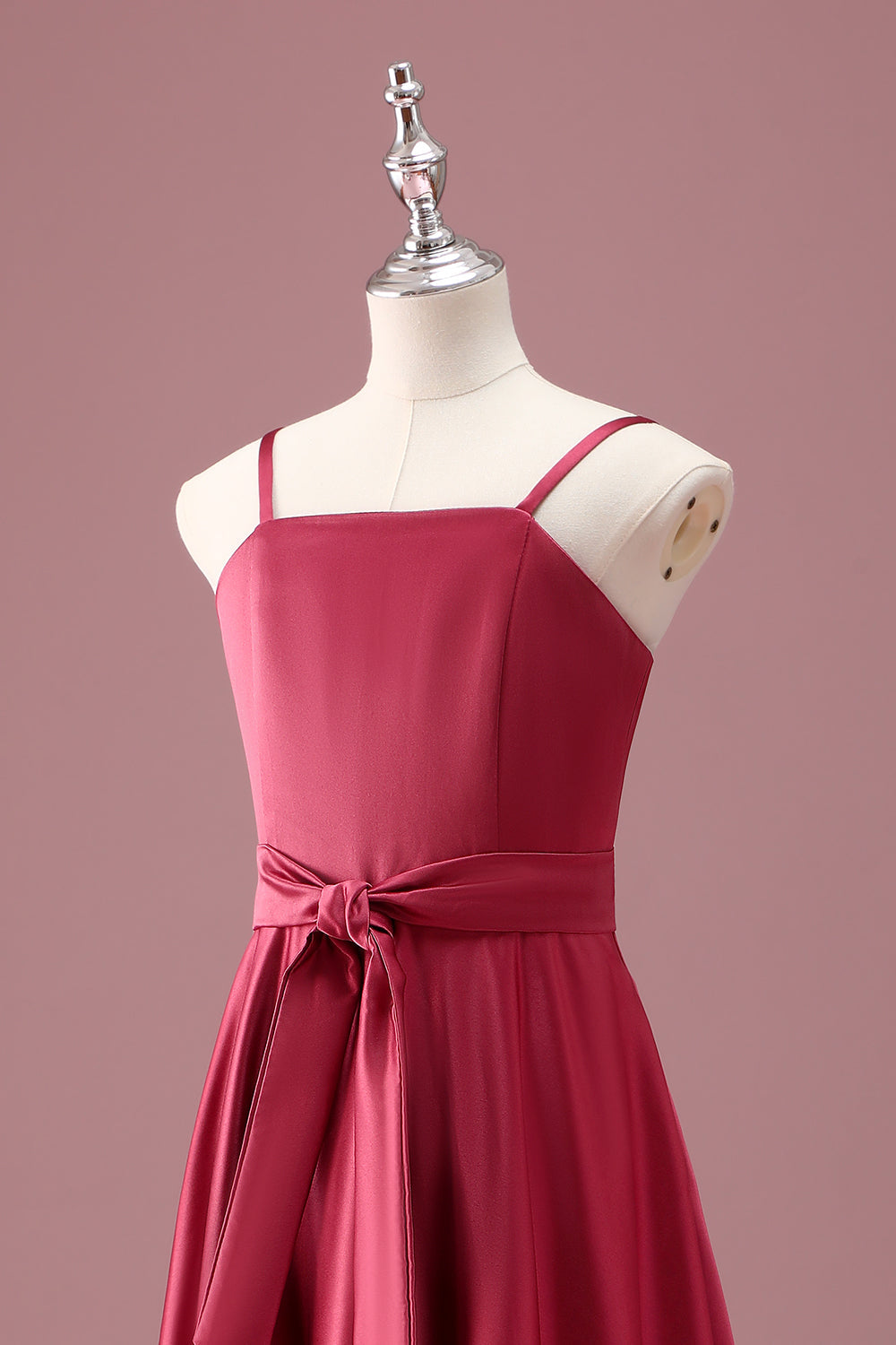 Wedtrend Women Dark Red Junior Bridesmaid Dress With Belt A Line Spaghetti Straps Ruched Wedding Guest Dress WEDTREND Wedtrend Women Dark Red Junior Bridesmaid Dress With Belt A Line Spaghetti Straps Ruched Wedding Guest Dress WEDTREND