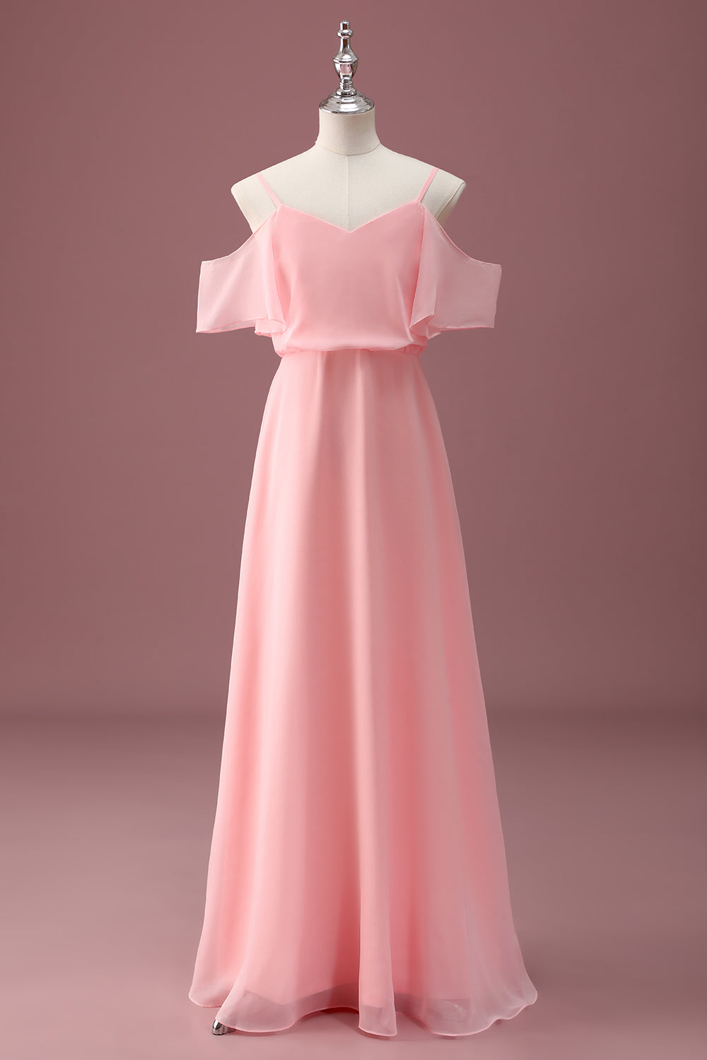Wedtrend Women Pink Junior Bridesmaid Dress Cold Shoulder A Line Chiffon Wedding Guest Dress WEDTREND Wedtrend Women Pink Junior Bridesmaid Dress Cold Shoulder A Line Chiffon Wedding Guest Dress WEDTREND