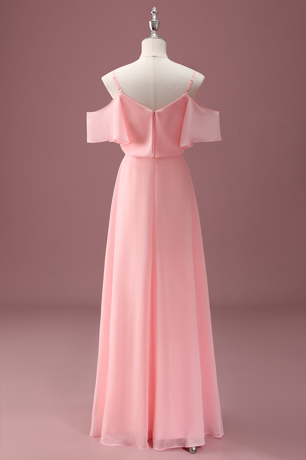 Wedtrend Women Pink Junior Bridesmaid Dress Cold Shoulder A Line Chiffon Wedding Guest Dress WEDTREND Wedtrend Women Pink Junior Bridesmaid Dress Cold Shoulder A Line Chiffon Wedding Guest Dress WEDTREND