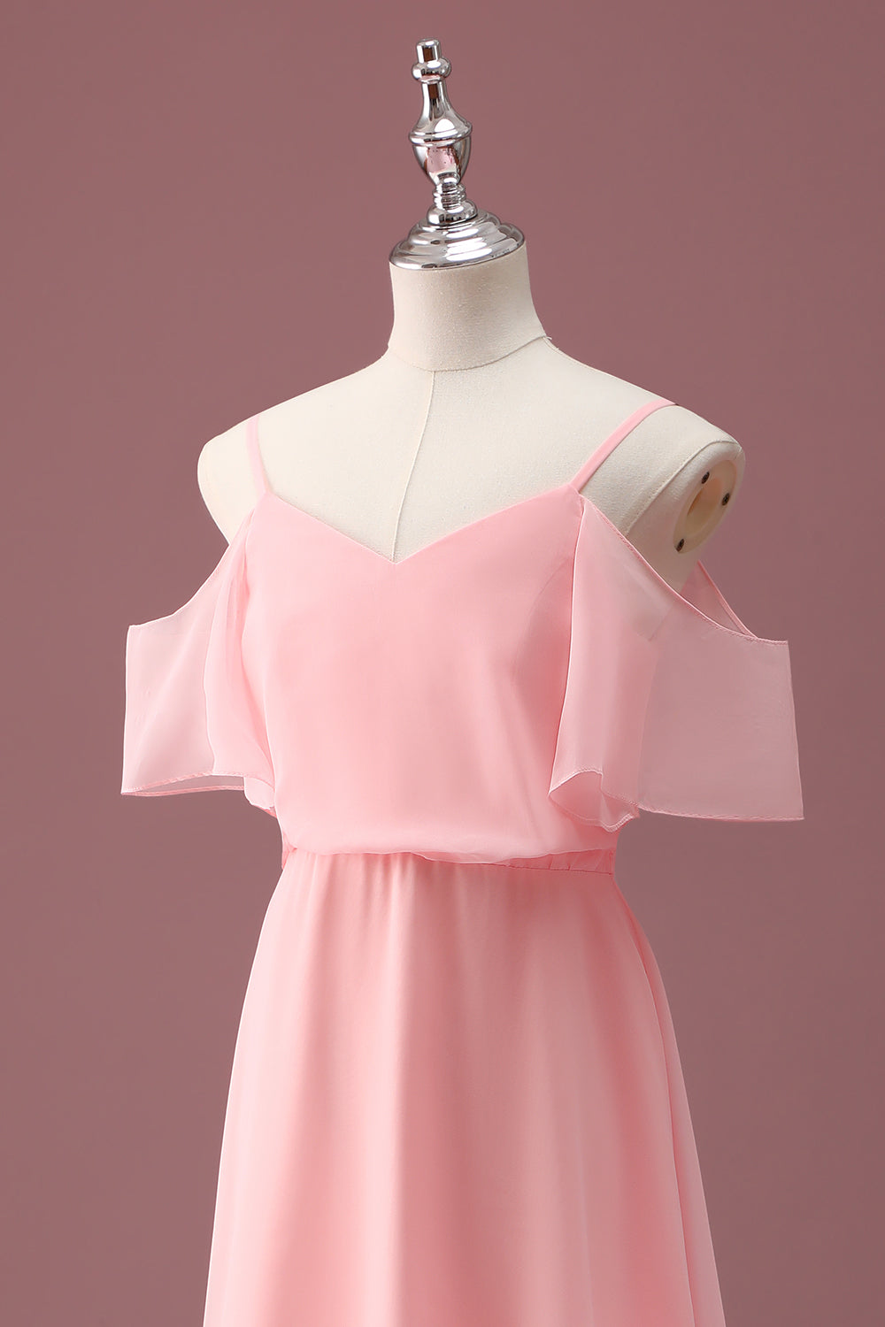 Wedtrend Women Pink Junior Bridesmaid Dress Cold Shoulder A Line Chiffon Wedding Guest Dress WEDTREND Wedtrend Women Pink Junior Bridesmaid Dress Cold Shoulder A Line Chiffon Wedding Guest Dress WEDTREND