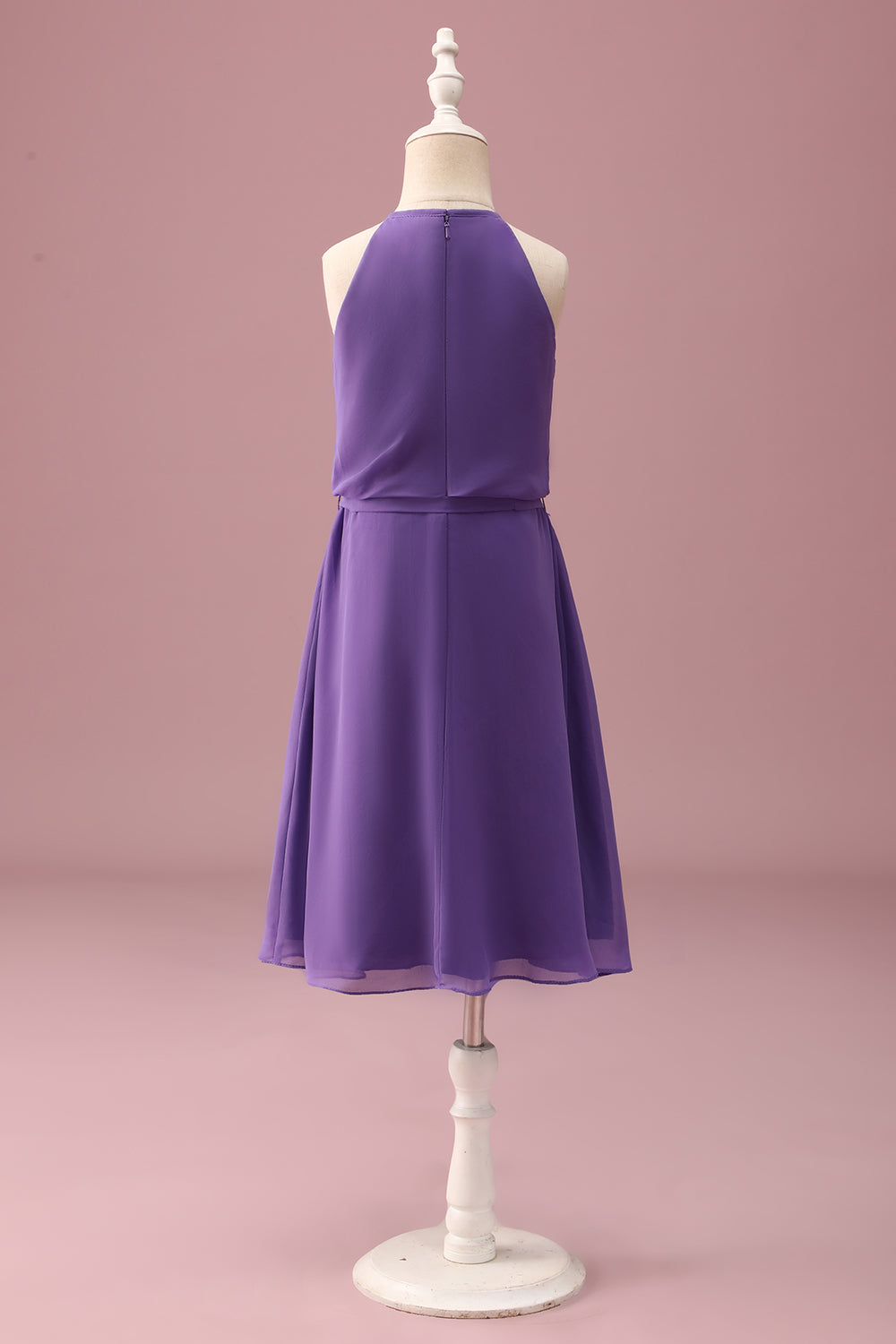 Wedtrend Women Purple Junior Bridesmaid Dress with Belt Halter Keyhole A Line Chiffon Short Wedding Guest Dress WEDTREND Wedtrend Women Purple Junior Bridesmaid Dress with Belt Halter Keyhole A Line Chiffon Short Wedding Guest Dress WEDTREND
