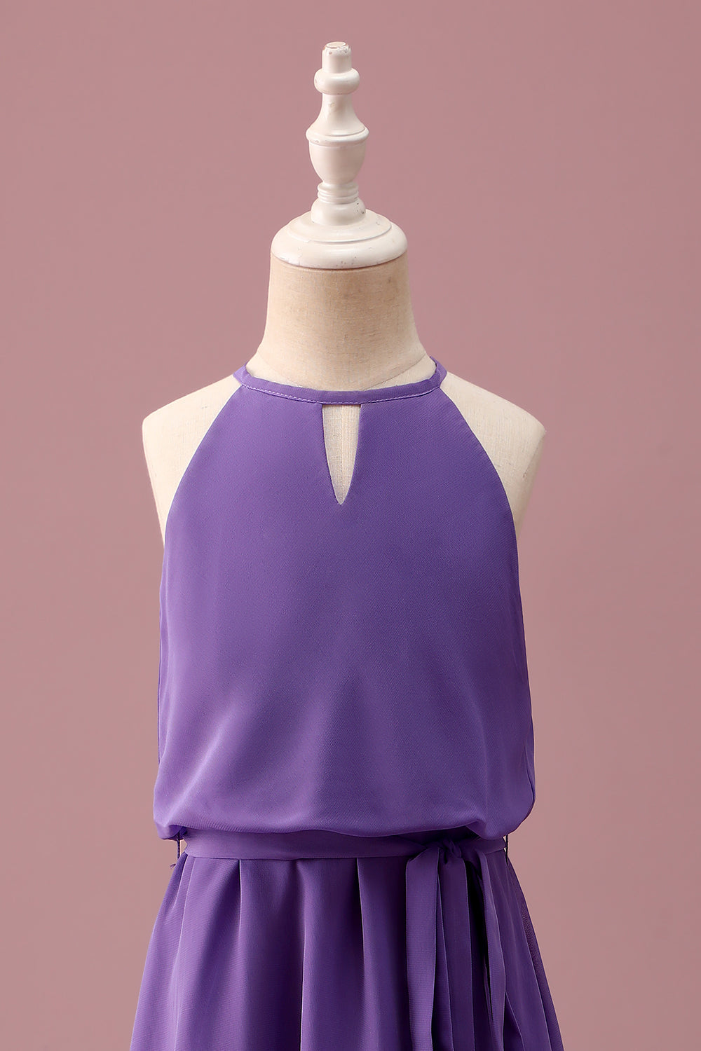 Wedtrend Women Purple Junior Bridesmaid Dress with Belt Halter Keyhole A Line Chiffon Short Wedding Guest Dress WEDTREND Wedtrend Women Purple Junior Bridesmaid Dress with Belt Halter Keyhole A Line Chiffon Short Wedding Guest Dress WEDTREND