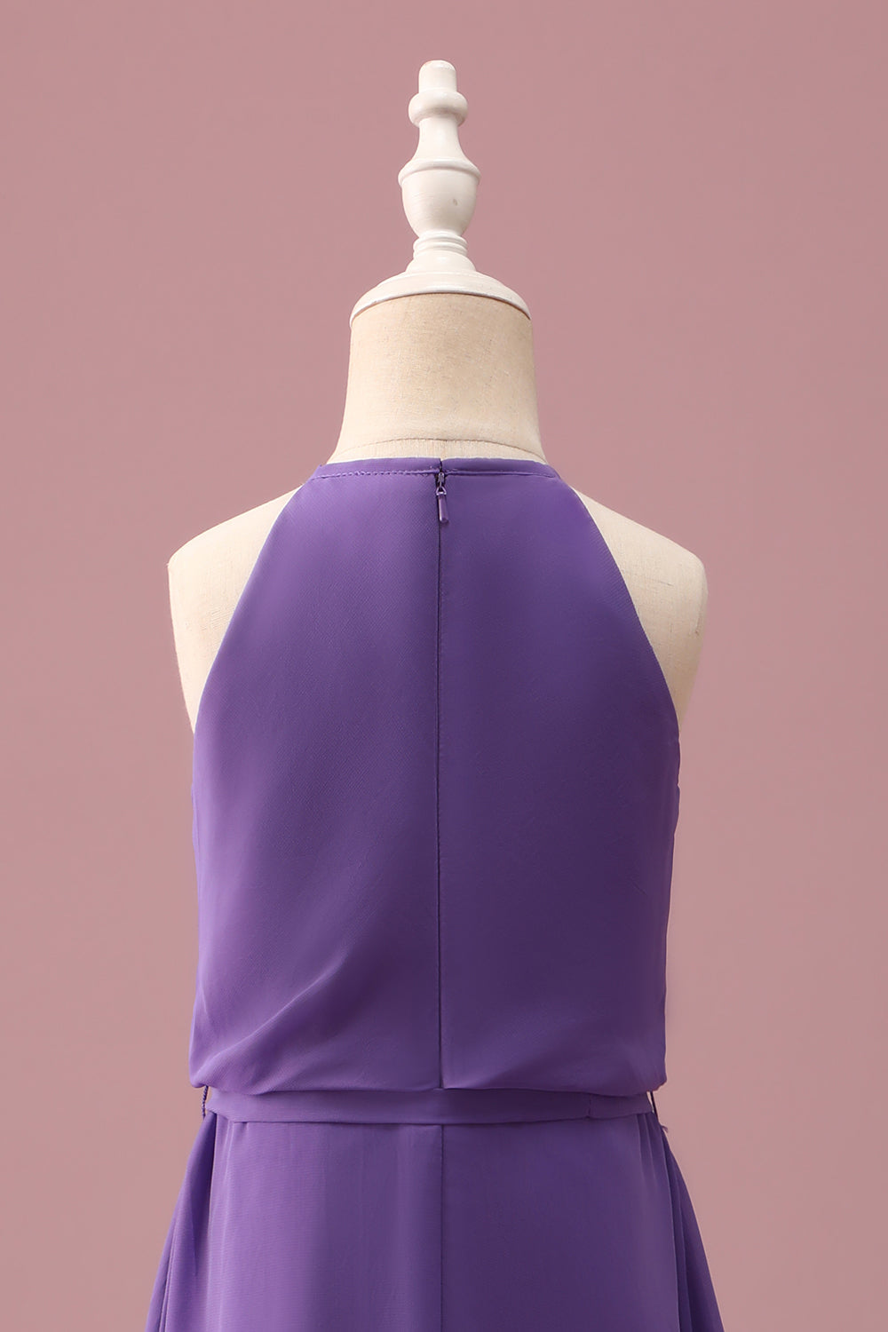 Wedtrend Women Purple Junior Bridesmaid Dress with Belt Halter Keyhole A Line Chiffon Short Wedding Guest Dress WEDTREND Wedtrend Women Purple Junior Bridesmaid Dress with Belt Halter Keyhole A Line Chiffon Short Wedding Guest Dress WEDTREND