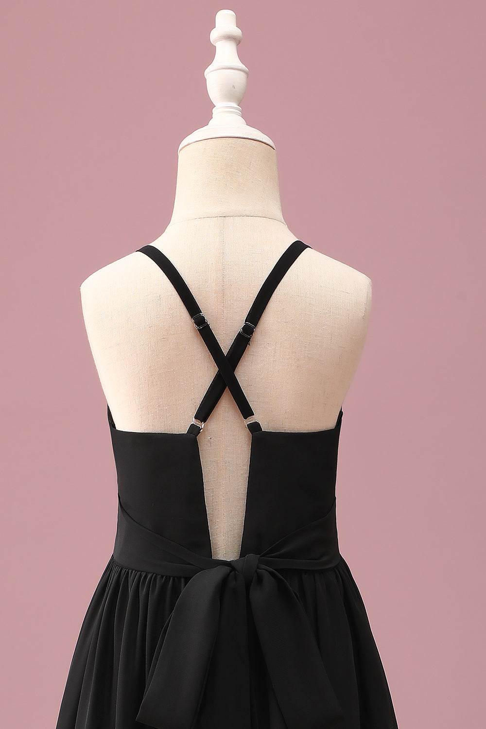 Wedtrend Women Black Junior Bridesmaid Dress with Belt Round Neck A Line Pleated High Low Chiffon Wedding Guest Dress WEDTREND Wedtrend Women Black Junior Bridesmaid Dress with Belt Round Neck A Line Pleated High Low Chiffon Wedding Guest Dress WEDTREND