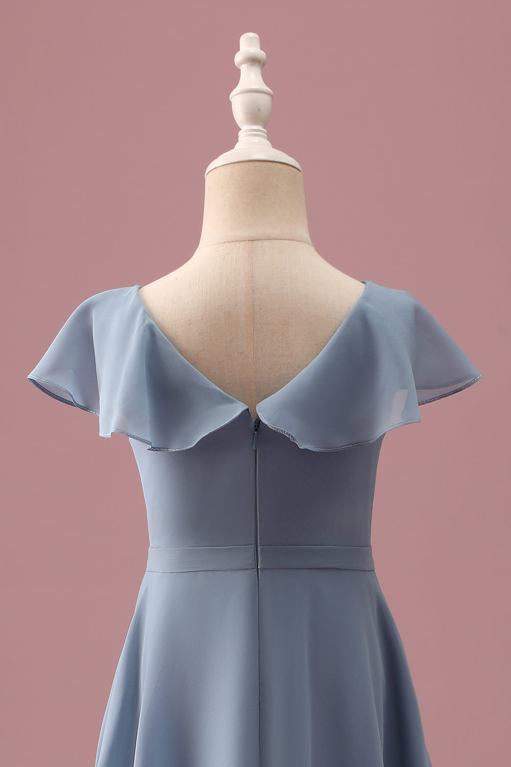 Wedtrend Women Dusty Blue Wrap Short Junior Bridesmaid Dress with Flutter Sleeves Chiffon V Neck Ruffle Tea-Length Wedding Guest Dress WEDTREND Wedtrend Women Dusty Blue Wrap Short Junior Bridesmaid Dress with Flutter Sleeves Chiffon V Neck Ruffle Tea-Length Wedding Guest Dress WEDTREND