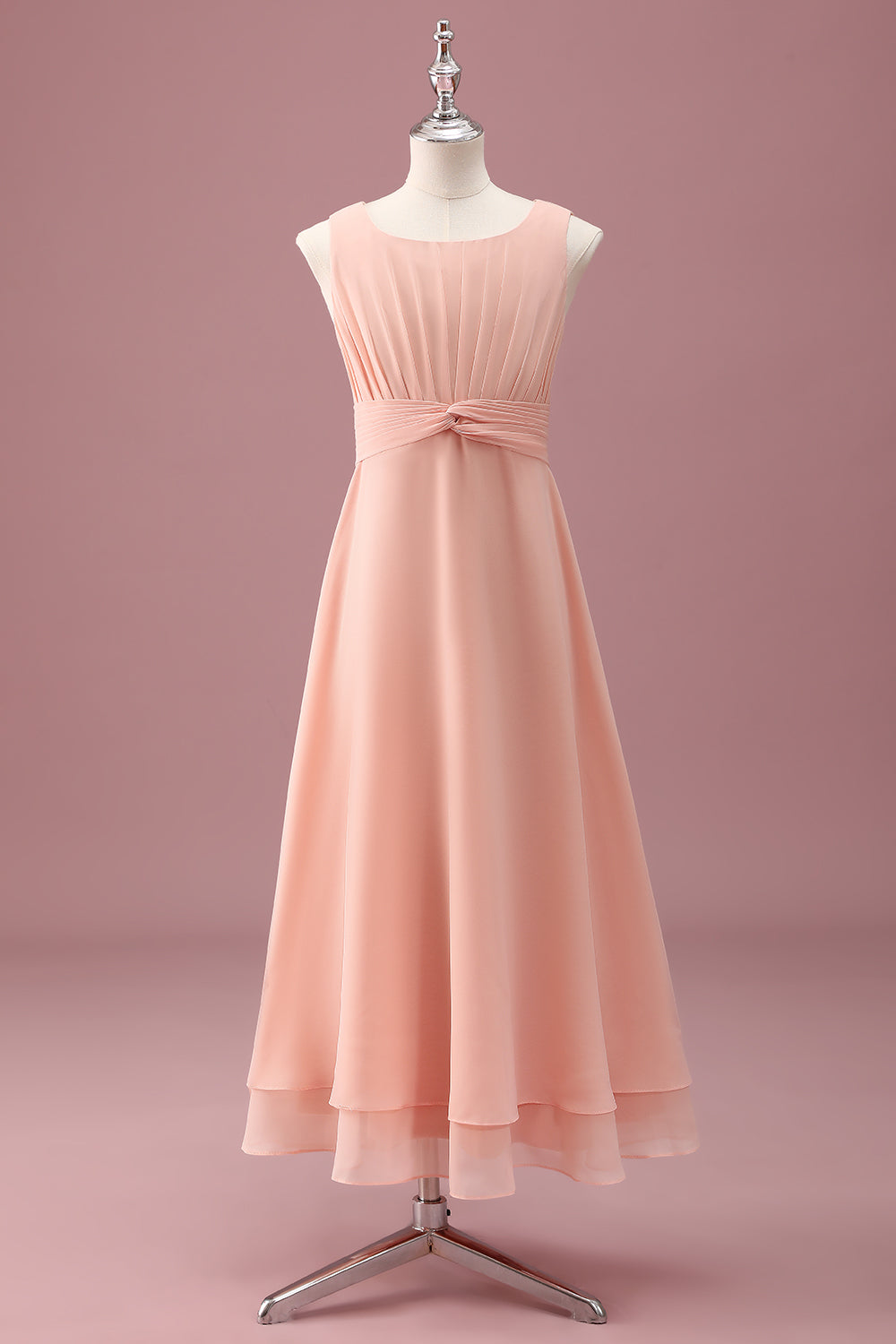 Wedtrend Women Peach Junior Bridesmaid Dress Square Neck Pleated Chiffon A Line Long Wedding Party Dress WEDTREND Wedtrend Women Peach Junior Bridesmaid Dress Square Neck Pleated Chiffon A Line Long Wedding Party Dress WEDTREND