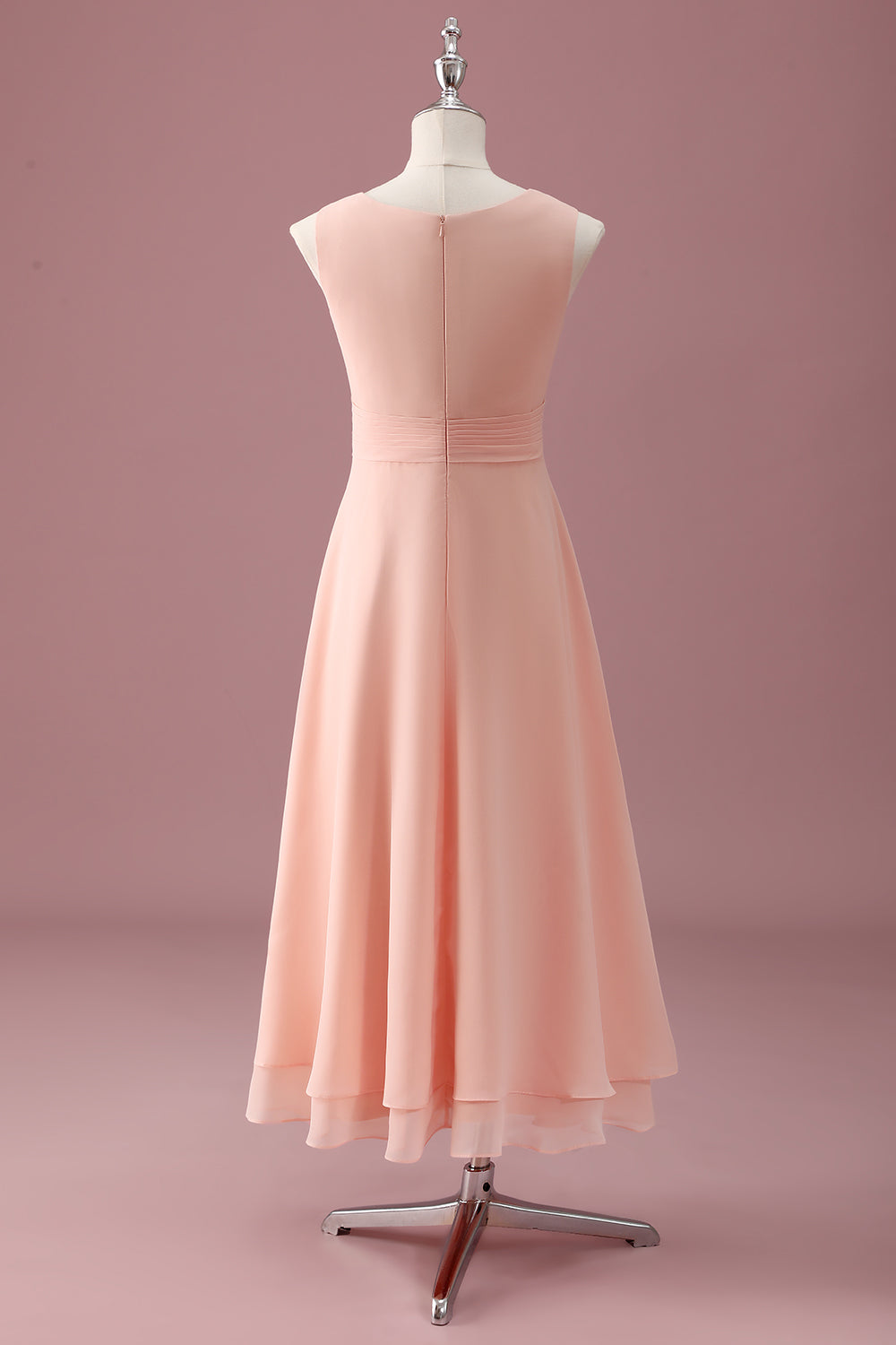 Wedtrend Women Peach Junior Bridesmaid Dress Square Neck Pleated Chiffon A Line Long Wedding Party Dress, Peach / J12 Wedtrend Women Peach Junior Bridesmaid Dress Square Neck Pleated Chiffon A Line Long Wedding Party Dress, Peach / J12