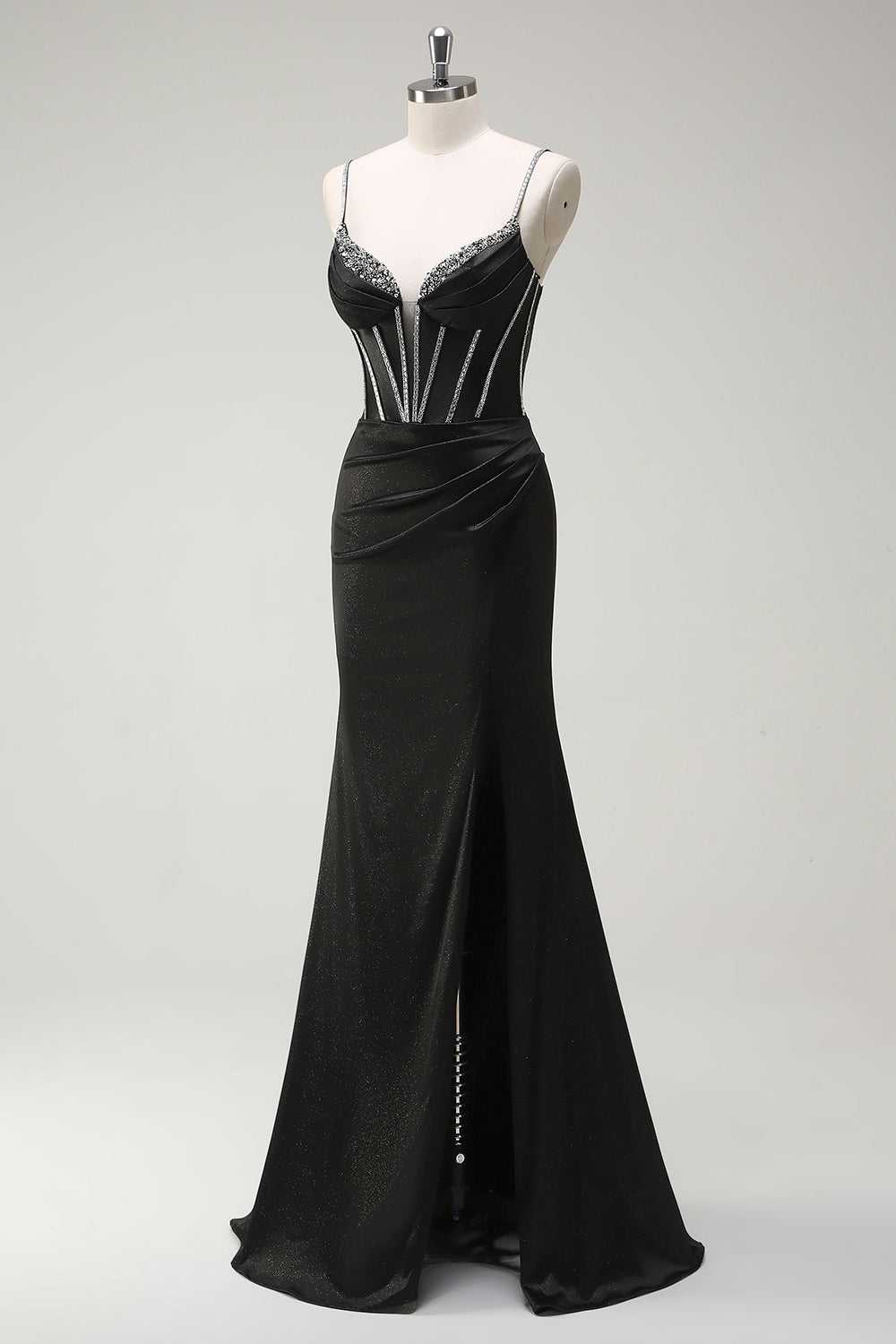 long black dress with rhinestone straps Paris Rhinestone Bust Crossover Slit Maxi Dress Small