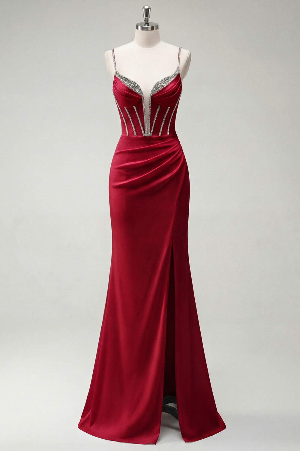 strapless open back dress WEDTREND Women Sparkly Black Long Prom Dress With Slit Mermaid Spaghetti  Straps Corset Rhinestone Formal Party Dress
