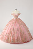 Princess Dusty Rose Off the Shoulder Beaded Quinceanera Dress with Bows