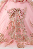 Princess Dusty Rose Off the Shoulder Beaded Quinceanera Dress with Bows