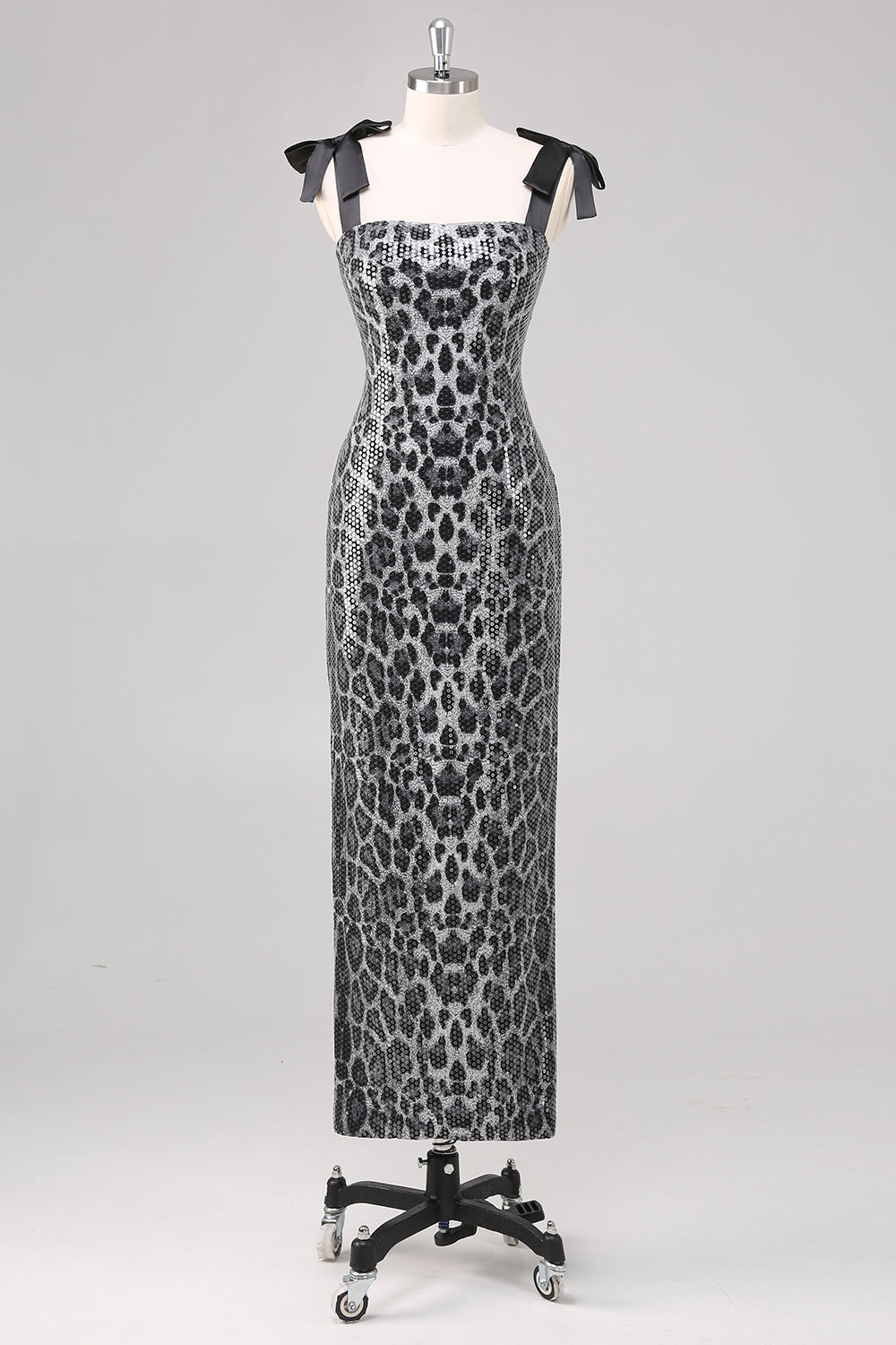 WEDTREND Women Sparkly Grey Long Formal Dress Sheath Tie Straps Leopard Cocktail Dress WEDTREND Women Sparkly Grey Long Formal Dress Sheath Tie Straps Leopard Cocktail Dress