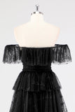 White A Line Square Neck Tiered Wedding Party Dress