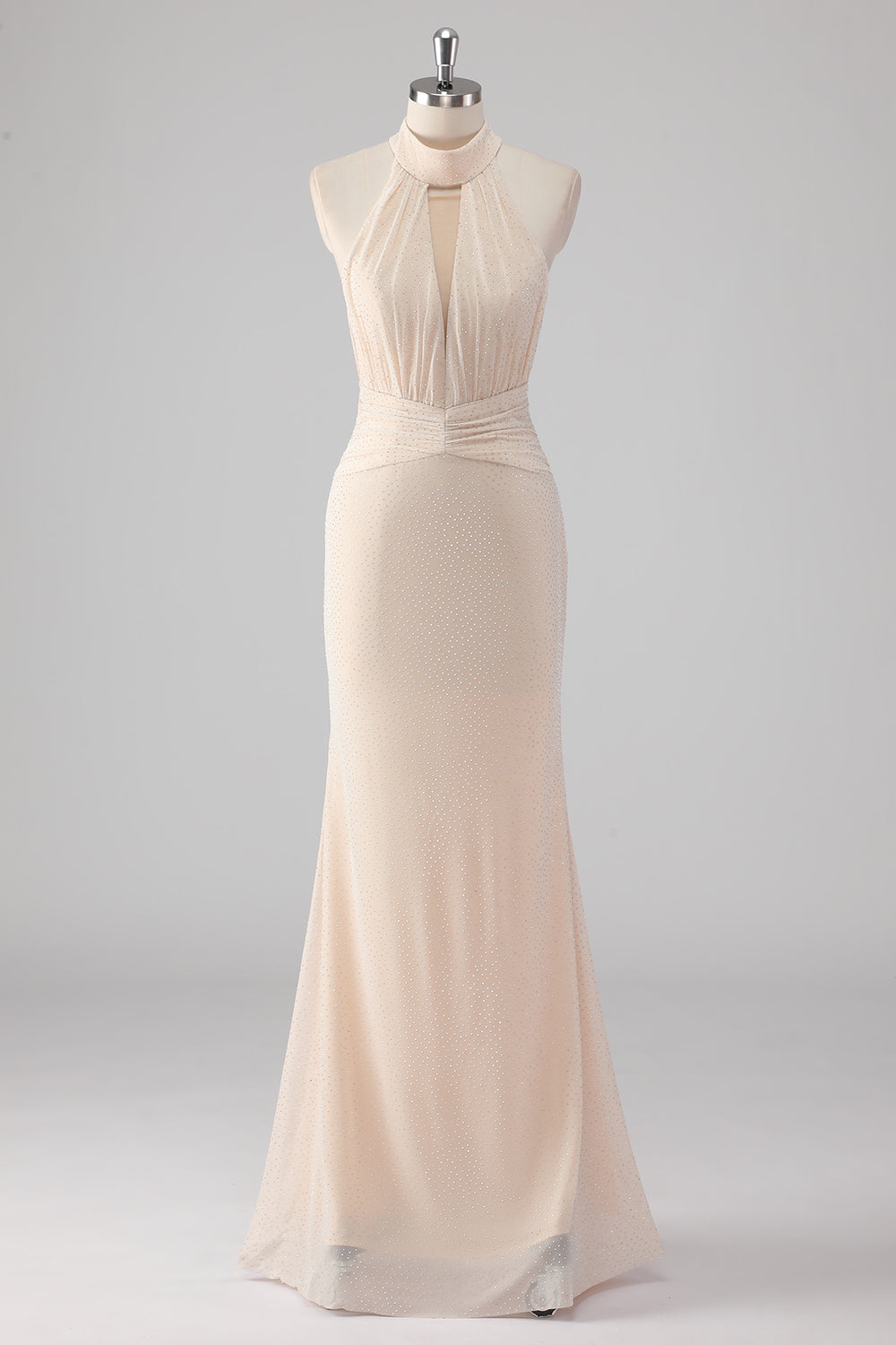Wedtrend Women Cream Formal Dress with Lace Up Back Mermaid Halter Cut Out Beaded Long Wedding Party Dress, Cream / US14 Wedtrend Women Cream Formal Dress with Lace Up Back Mermaid Halter Cut Out Beaded Long Wedding Party Dress, Cream / US14
