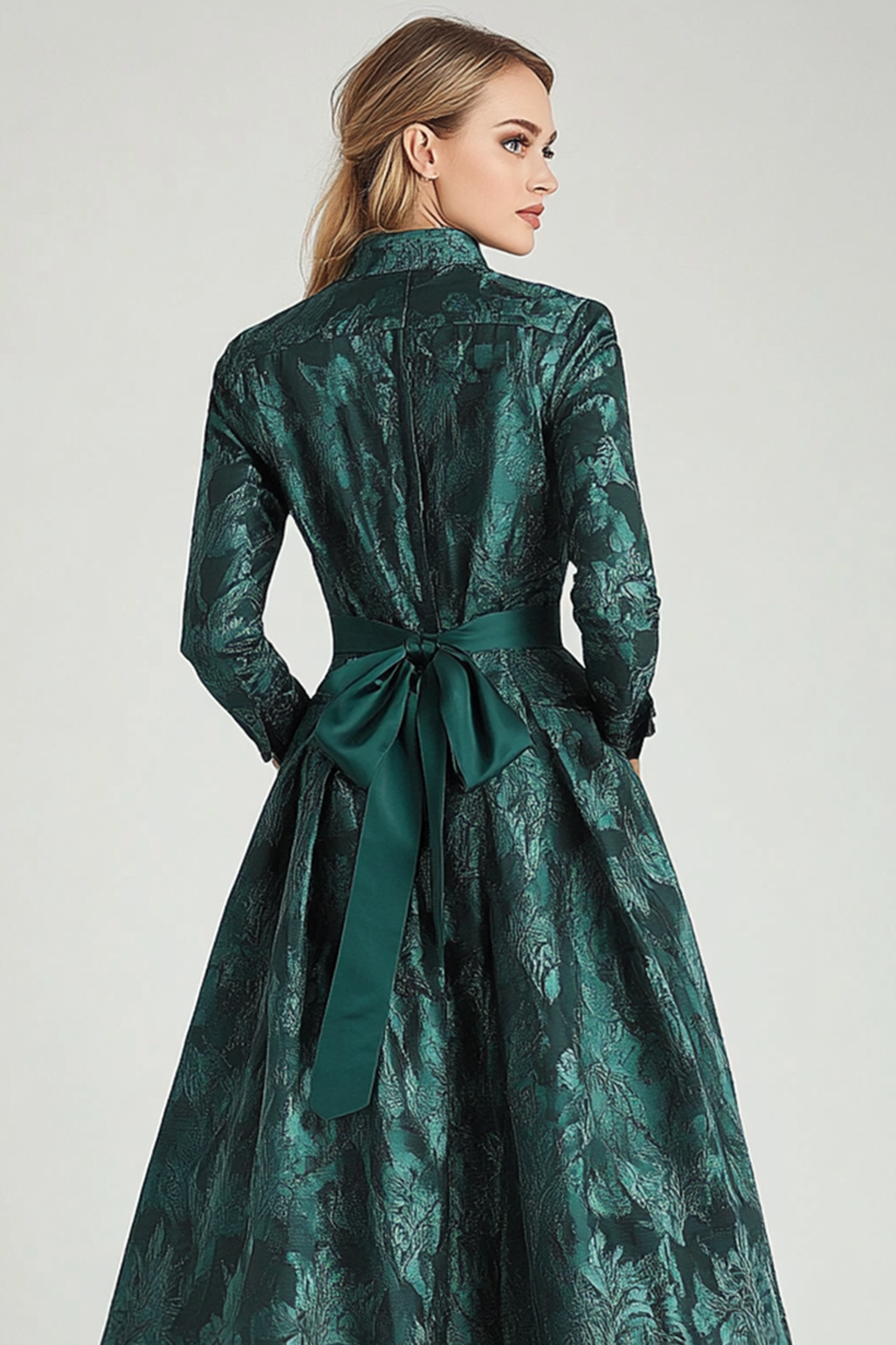 WEDTREND Women Dark Green Floral A Line Mother of Bride Dress with Pockets 3/4 Sleeves Long Wedding Guest Dress with Belt WEDTREND Women Dark Green Floral A Line Mother of Bride Dress with Pockets 3/4 Sleeves Long Wedding Guest Dress with Belt