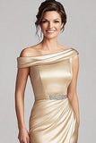 Champagne Mermaid Off the Shoulder Long Mother of the Bride Dress