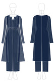 Jumpsuit Navy Appliques Square Neck Chiffon Long Sleeves Mother of the Bride Sets