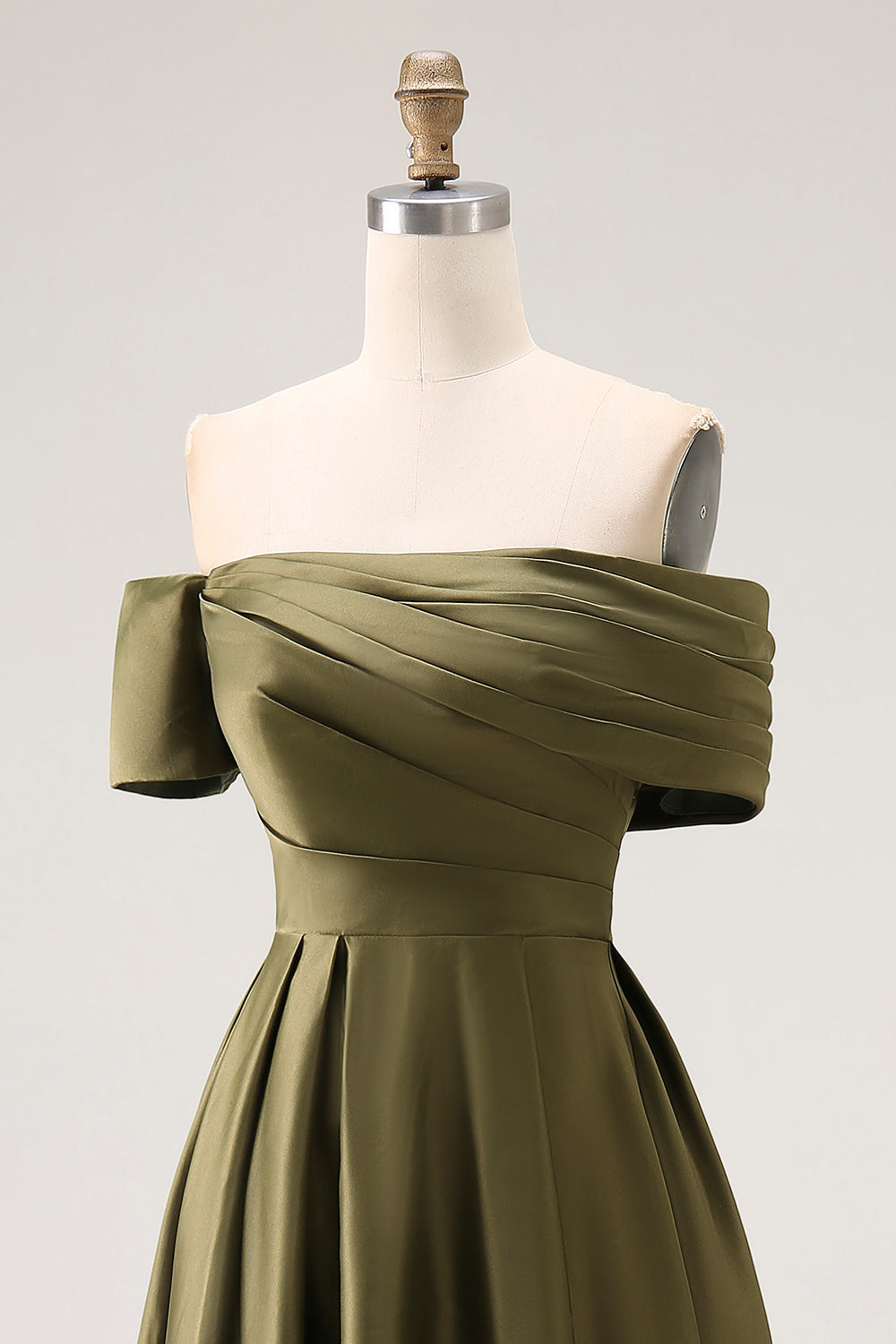 WEDTREND Women Olive Long Mother Of The Bride Dress A Line Off the Shoulder Ruched Satin Wedding Guest Dress WEDTREND Women Olive Long Mother Of The Bride Dress A Line Off the Shoulder Ruched Satin Wedding Guest Dress