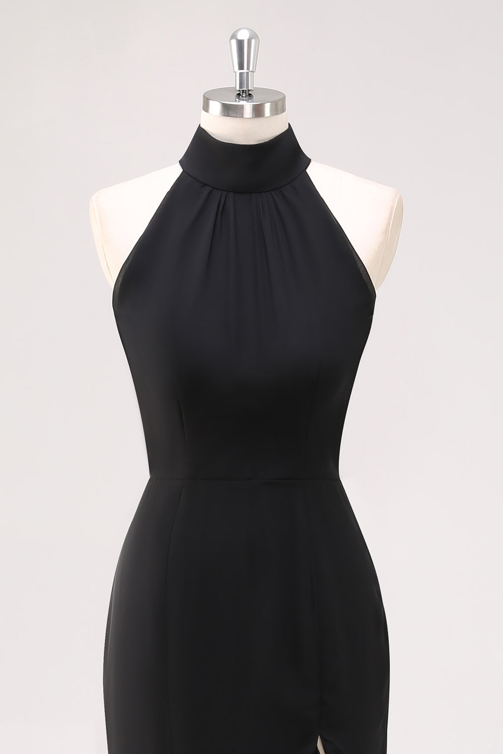 WEDTREND Women Black Long Formal Dress with Slit Mermaid Halter Neck Ruffled Prom Dress WEDTREND Women Black Long Formal Dress with Slit Mermaid Halter Neck Ruffled Prom Dress
