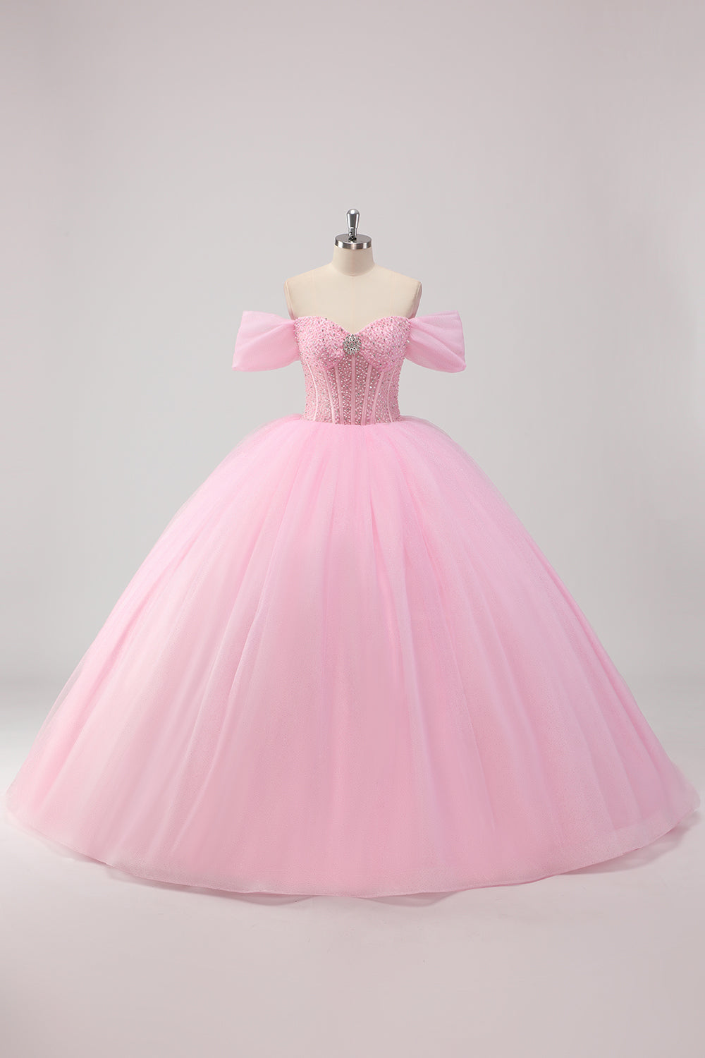 Wedtrend Women Sparkly Pink Quinceanera Dress Princess Off the Shoulder Beading Tulle Sweet 16 Dress WEDTREND Wedtrend Women Sparkly Pink Quinceanera Dress Princess Off the Shoulder Beading Tulle Sweet 16 Dress WEDTREND