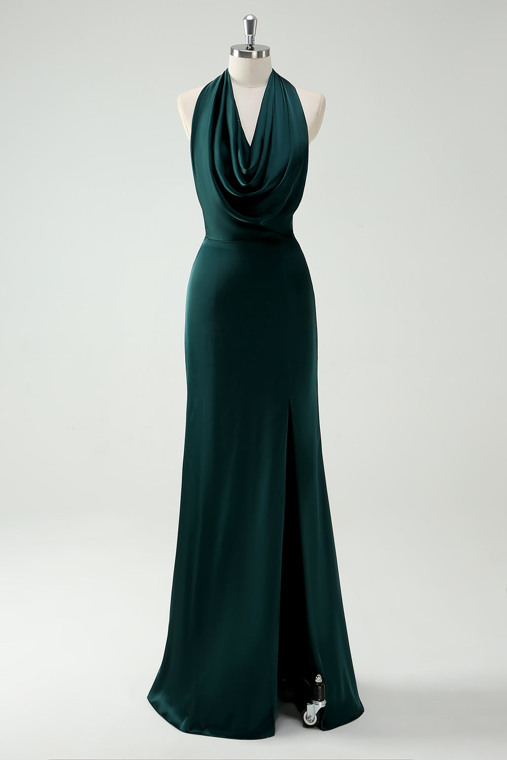 Wedtrend Women Pine Long Bridesmaid Dress with Slit Sheath Halter Cowl Neck Open Back Wedding Party Dress, Pine / US16W Wedtrend Women Pine Long Bridesmaid Dress with Slit Sheath Halter Cowl Neck Open Back Wedding Party Dress, Pine / US16W