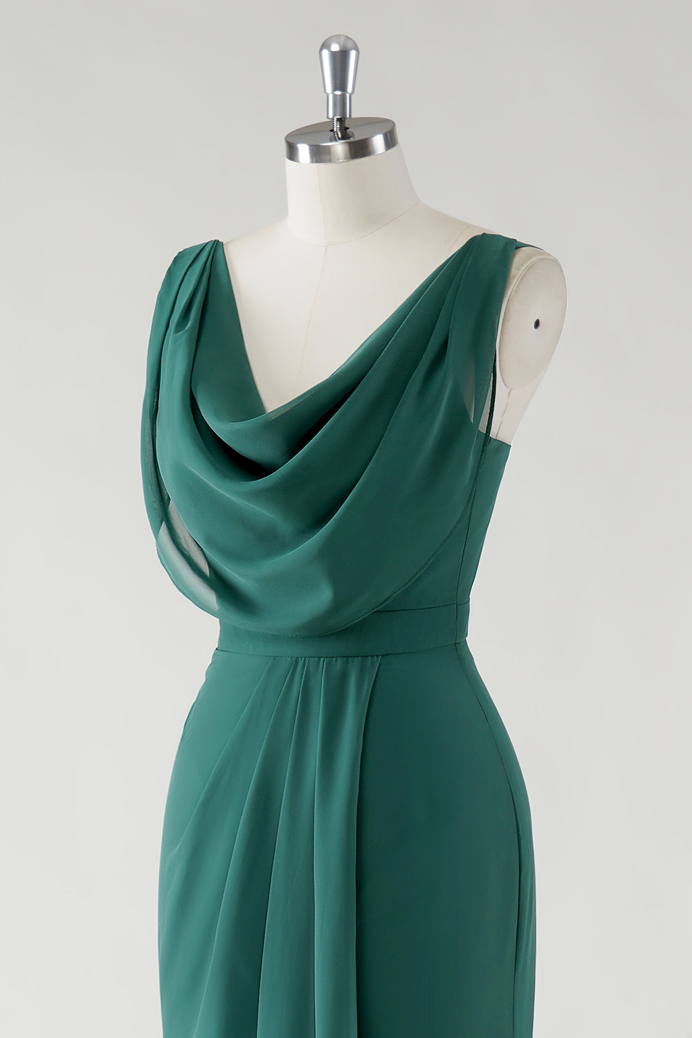 WEDTREND Women Dark Green Bridesmaid Dress with Slit Sheath Cowl Neck Chiffon Floor Length Wedding Guest Dress WEDTREND Women Dark Green Bridesmaid Dress with Slit Sheath Cowl Neck Chiffon Floor Length Wedding Guest Dress