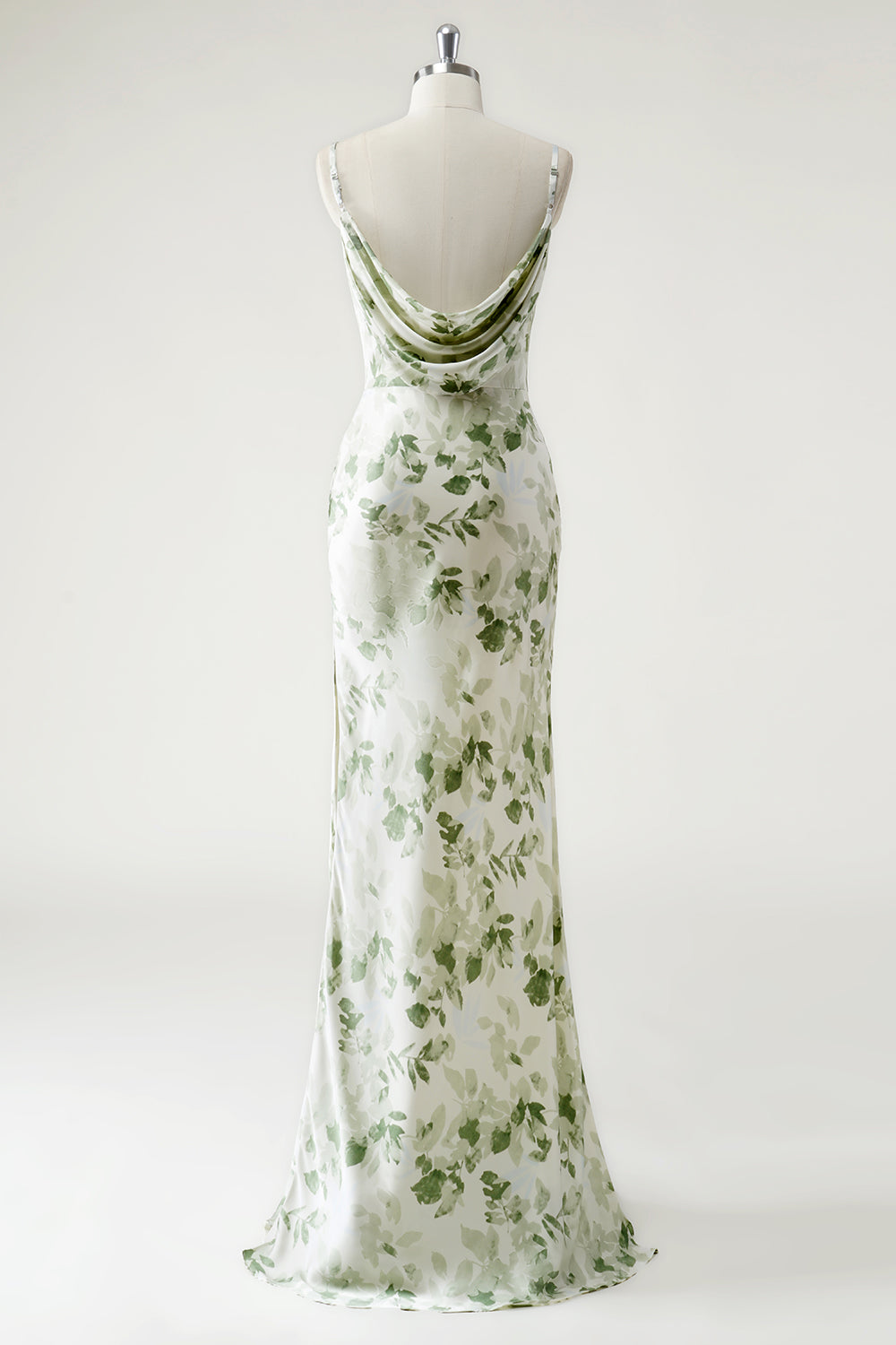 Wedtrend Women Green Flower Long Bridesmaid Dress Sheath Cowl Neck Printed Open Back Wedding Party Dress, Green / US26W Wedtrend Women Green Flower Long Bridesmaid Dress Sheath Cowl Neck Printed Open Back Wedding Party Dress, Green / US26W