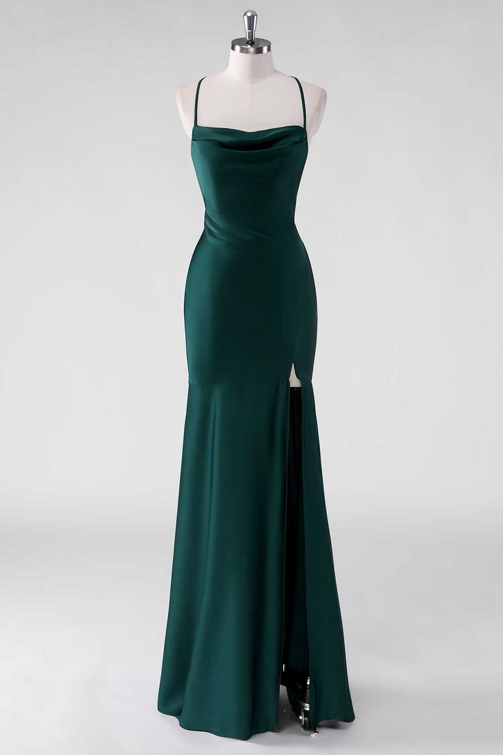WEDTREND Women Pine Bridesmaid Dress with Lace Up Back Sheath Spaghetti Straps Satin Floor Length Wedding Guest Dress WEDTREND Women Pine Bridesmaid Dress with Lace Up Back Sheath Spaghetti Straps Satin Floor Length Wedding Guest Dress