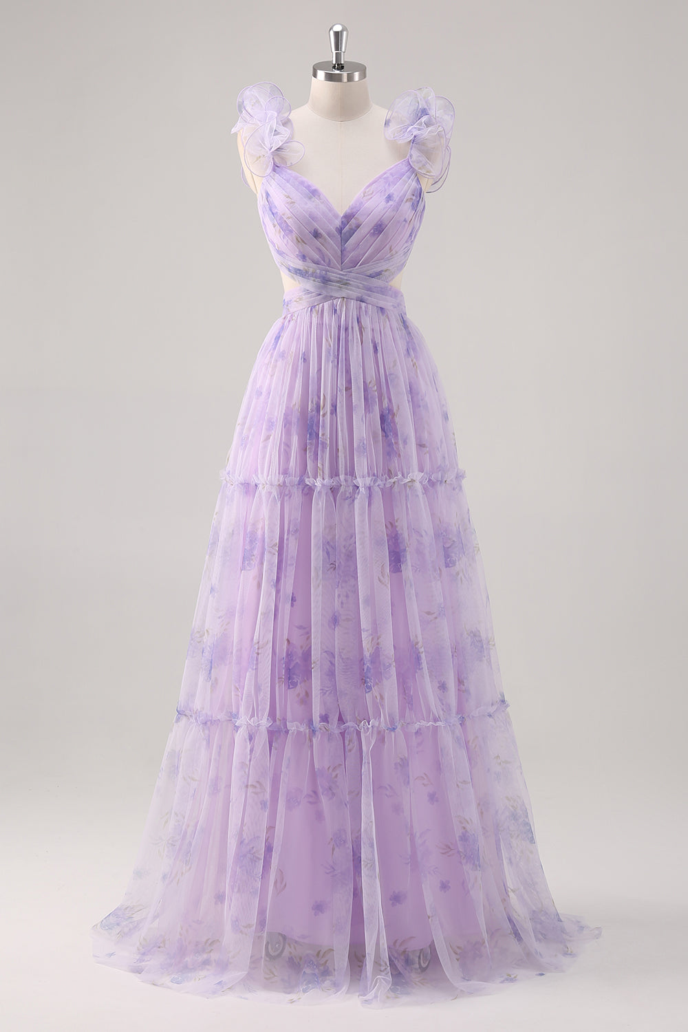 Wedtrend Women Lavender Bridesmaid Dress with Lace Up Back A Line V Neck Print Pleated Cut Out Prom Dress WEDTREND Wedtrend Women Lavender Bridesmaid Dress with Lace Up Back A Line V Neck Print Pleated Cut Out Prom Dress WEDTREND