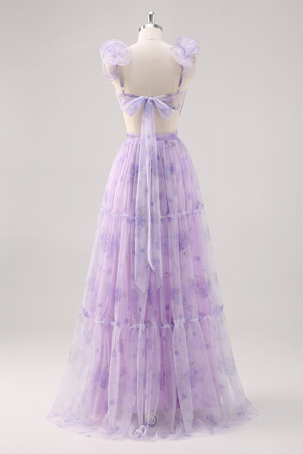 Wedtrend Women Lavender Bridesmaid Dress with Lace Up Back A Line V Neck Print Pleated Cut Out Prom Dress, Lavender Flower / US24W Wedtrend Women Lavender Bridesmaid Dress with Lace Up Back A Line V Neck Print Pleated Cut Out Prom Dress, Lavender Flower / US24W