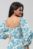Grey Purple A Line Off The Shoulder Chiffon Print Floral Long Bridesmaid Dress with Slit