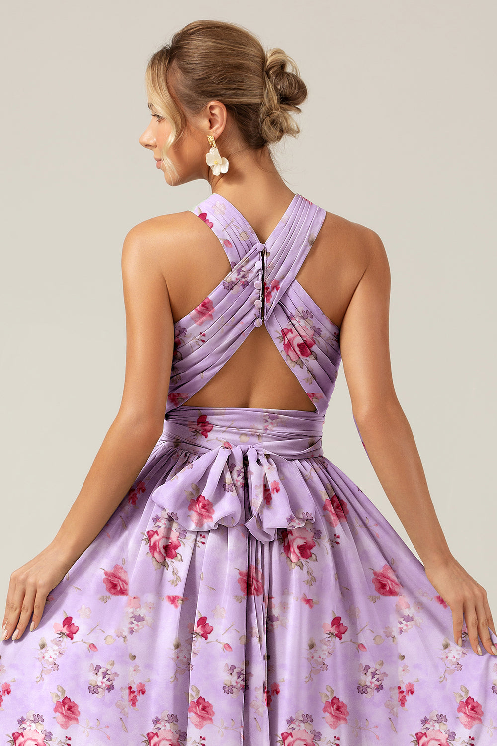 grey bridesmaid dresses pink flowers Pink Floral Bridesmaid Dresses