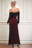 Black Red Sheath Off the Shoulder Wedding Guest Dress