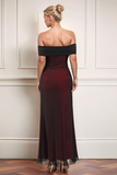 Black Red Sheath Off the Shoulder Wedding Guest Dress