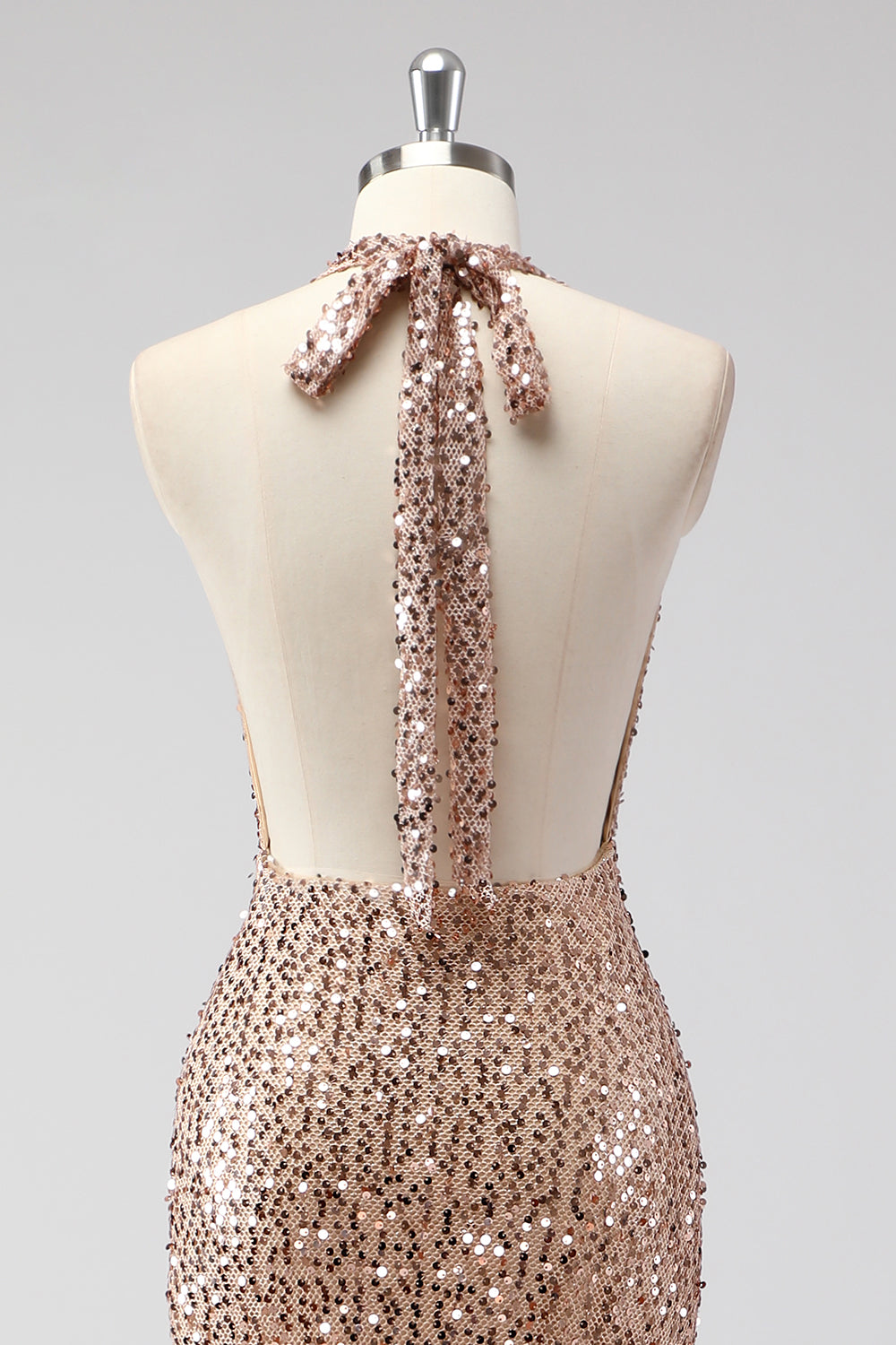 WEDTREND Women Glitter Champagne Prom Dress with Sequins Mermaid Halter Open Back Long Party Dress WEDTREND Women Glitter Champagne Prom Dress with Sequins Mermaid Halter Open Back Long Party Dress