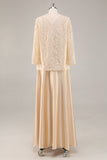 Champagne Satin A Line Two Pieces Mother Of The Bride Dress