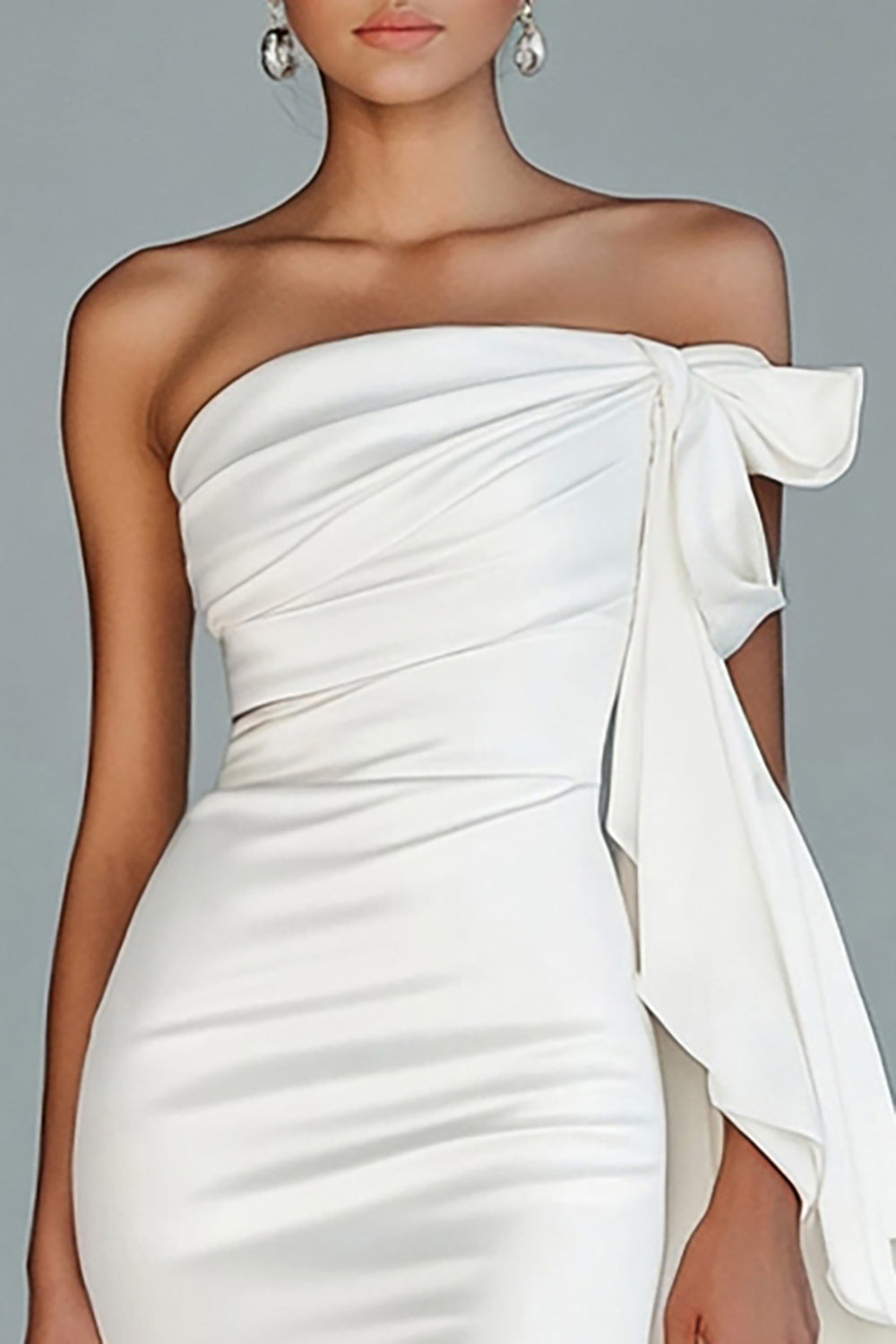Wedtrend Women White Strapless Mermaid Formal Dress Ruffled Maxi Gala Dress with Slit, White / US2 Wedtrend Women White Strapless Mermaid Formal Dress Ruffled Maxi Gala Dress with Slit, White / US2