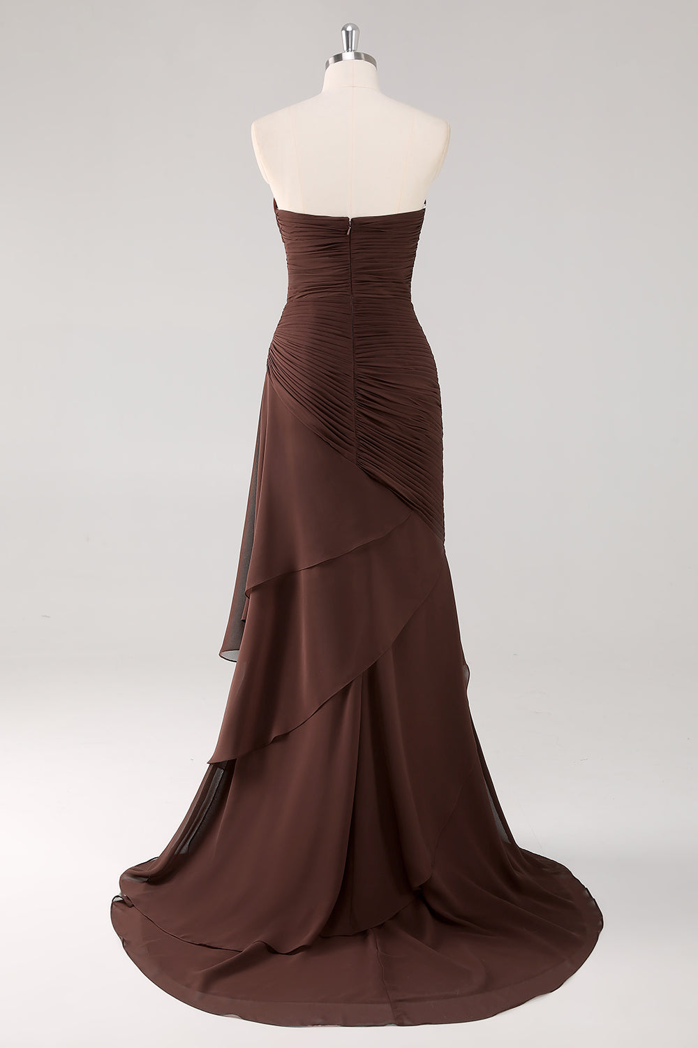 Wedtrend Women Dark Brown Long Formal Dress with Slit A-Line Sweetheart Ruched Ruffled Evening Dress, Dark Brown / US22W Wedtrend Women Dark Brown Long Formal Dress with Slit A-Line Sweetheart Ruched Ruffled Evening Dress, Dark Brown / US22W
