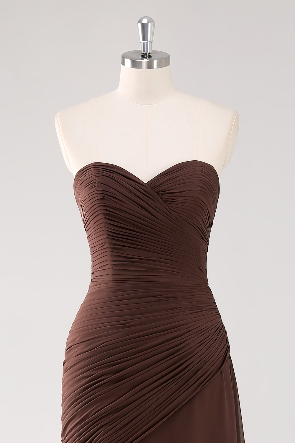 WEDTREND Women Dark Brown Long Formal Dress with Slit A-Line Sweetheart Ruched Ruffled Evening Dress WEDTREND Women Dark Brown Long Formal Dress with Slit A-Line Sweetheart Ruched Ruffled Evening Dress