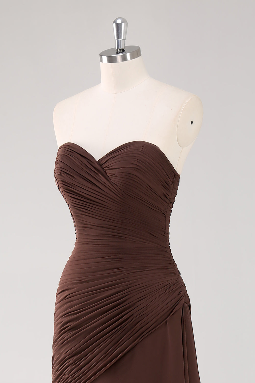 WEDTREND Women Dark Brown Long Formal Dress with Slit A-Line Sweetheart Ruched Ruffled Evening Dress WEDTREND Women Dark Brown Long Formal Dress with Slit A-Line Sweetheart Ruched Ruffled Evening Dress