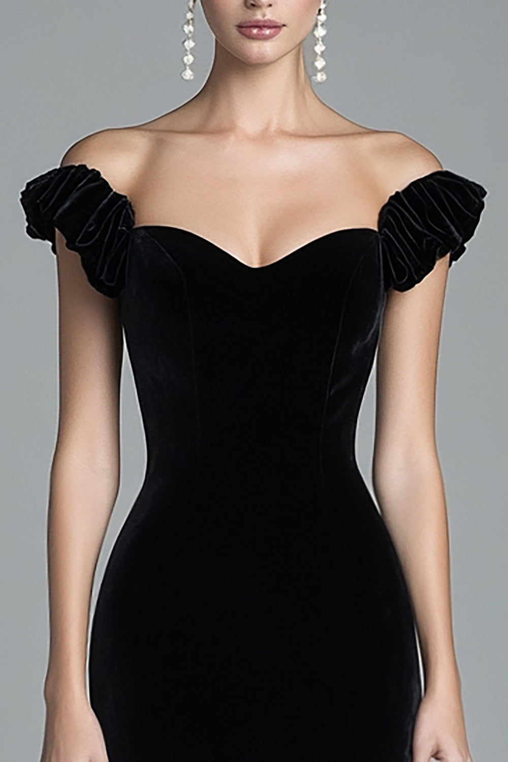 WEDTREND Women Off the Shoulder Formal Dress Mermaid Black Velvet Long Formal Party Dress WEDTREND Women Off the Shoulder Formal Dress Mermaid Black Velvet Long Formal Party Dress