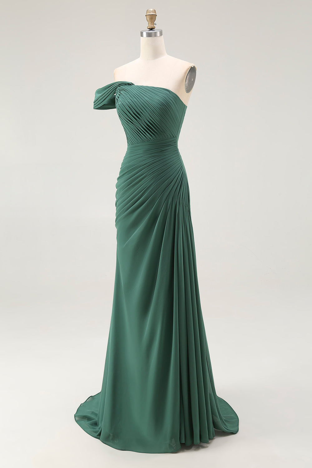 Wedtrend Women Dark Green Mermaid Formal Dress One Shoulder Pleated Long Party Dress WEDTREND Wedtrend Women Dark Green Mermaid Formal Dress One Shoulder Pleated Long Party Dress WEDTREND