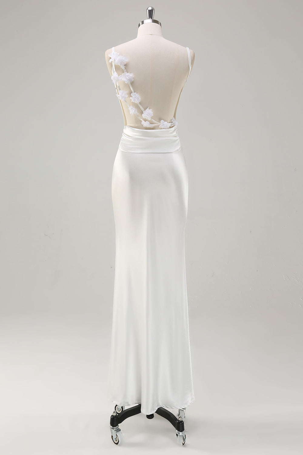 Wedtrend Women White Mermaid Cowl Neck Bridal Dress with 3D Flowers Back Spaghetti Straps Backless Long Wedding Dress, White / M Wedtrend Women White Mermaid Cowl Neck Bridal Dress with 3D Flowers Back Spaghetti Straps Backless Long Wedding Dress, White / M