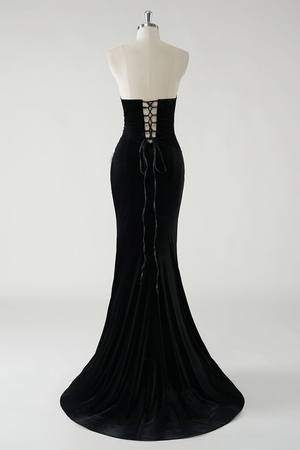 WEDTREND Women Sparkly Black Prom Dress Mermaid Strapless Velvet Bows Long Evening Dress With High Slit (Not Gloves) WEDTREND Women Sparkly Black Prom Dress Mermaid Strapless Velvet Bows Long Evening Dress With High Slit (Not Gloves)