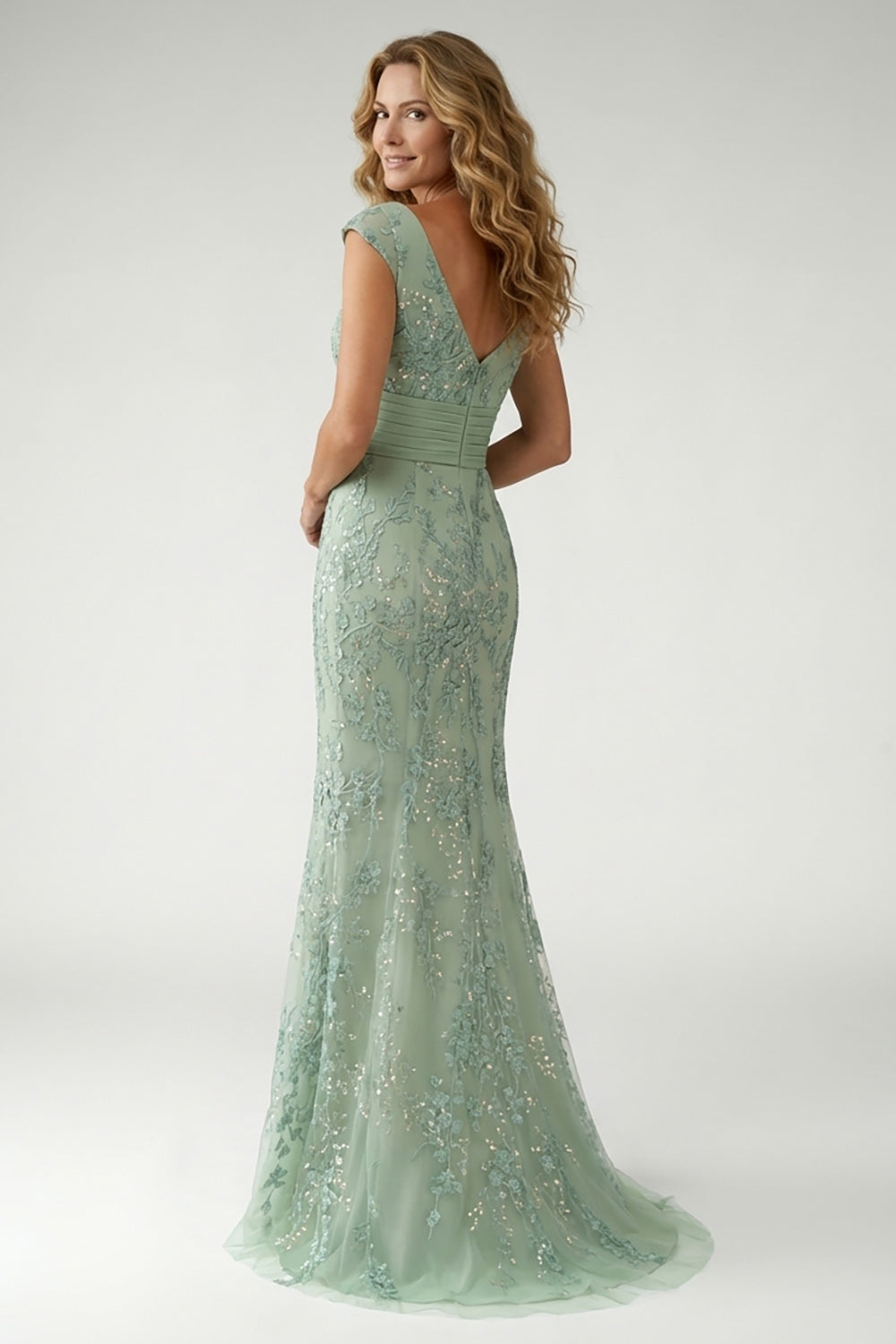 Wedtrend Women Sparkly Green Mother of the Bride Dress with Appliques V Neck Pleated Sequin Wedding Party Dress WEDTREND Wedtrend Women Sparkly Green Mother of the Bride Dress with Appliques V Neck Pleated Sequin Wedding Party Dress WEDTREND
