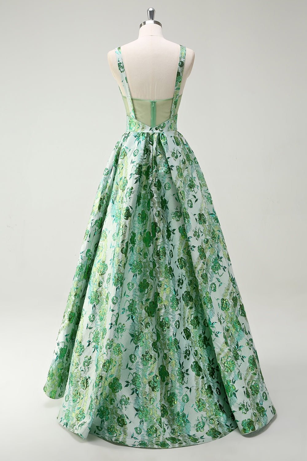 Wedtrend Women Sparkly Princess Green Floral Maxi Prom Dress with Slit Spaghetti Straps Ball-Gown Party Dress WEDTREND Wedtrend Women Sparkly Princess Green Floral Maxi Prom Dress with Slit Spaghetti Straps Ball-Gown Party Dress WEDTREND